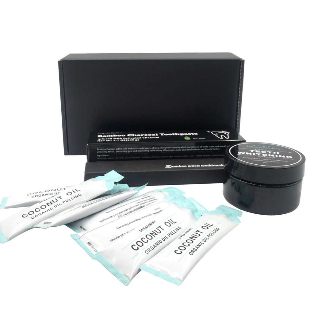 Natural Charcoal Coconut Teeth Whitening Powder Kit