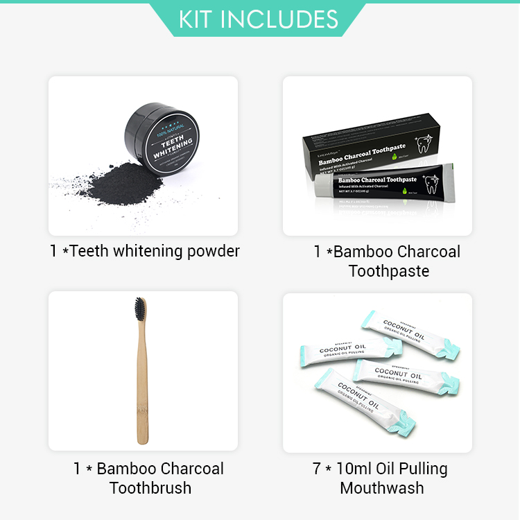 Coconut Activated Charcoal Teeth Whitening Kit – New Packaging