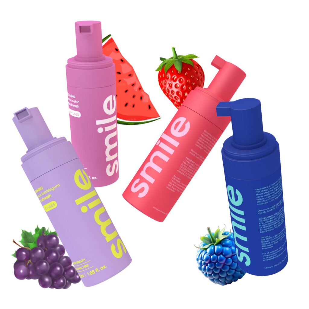 Foaming Fresh Breath Mouthwash – Alcohol-Free Grape Bubblegum