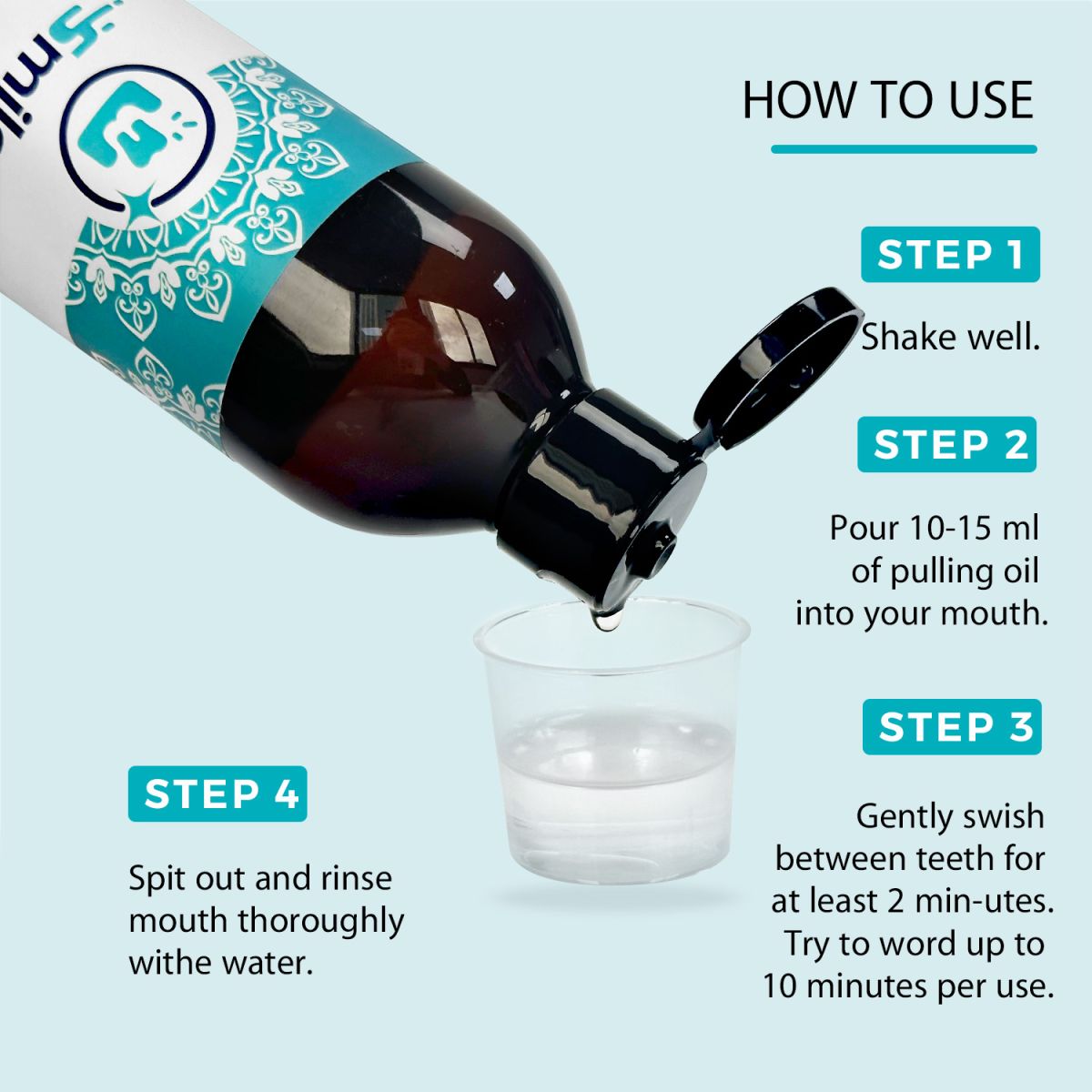 Natural Fresh Breath Teeth Whitening Mouthwash – Alcohol Free Coconut Oil