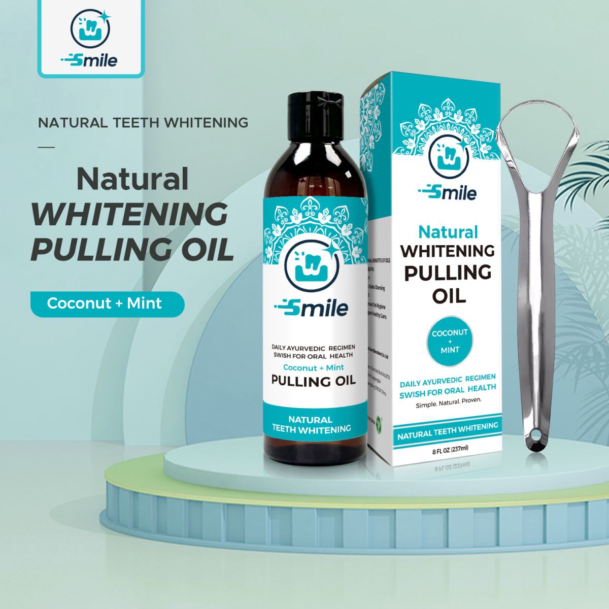 Natural Fresh Breath Teeth Whitening Mouthwash – Alcohol Free Coconut Oil