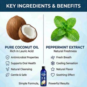 Teeth Whitening Coconut Oil Pulling Mouthwash – Alcohol-Free