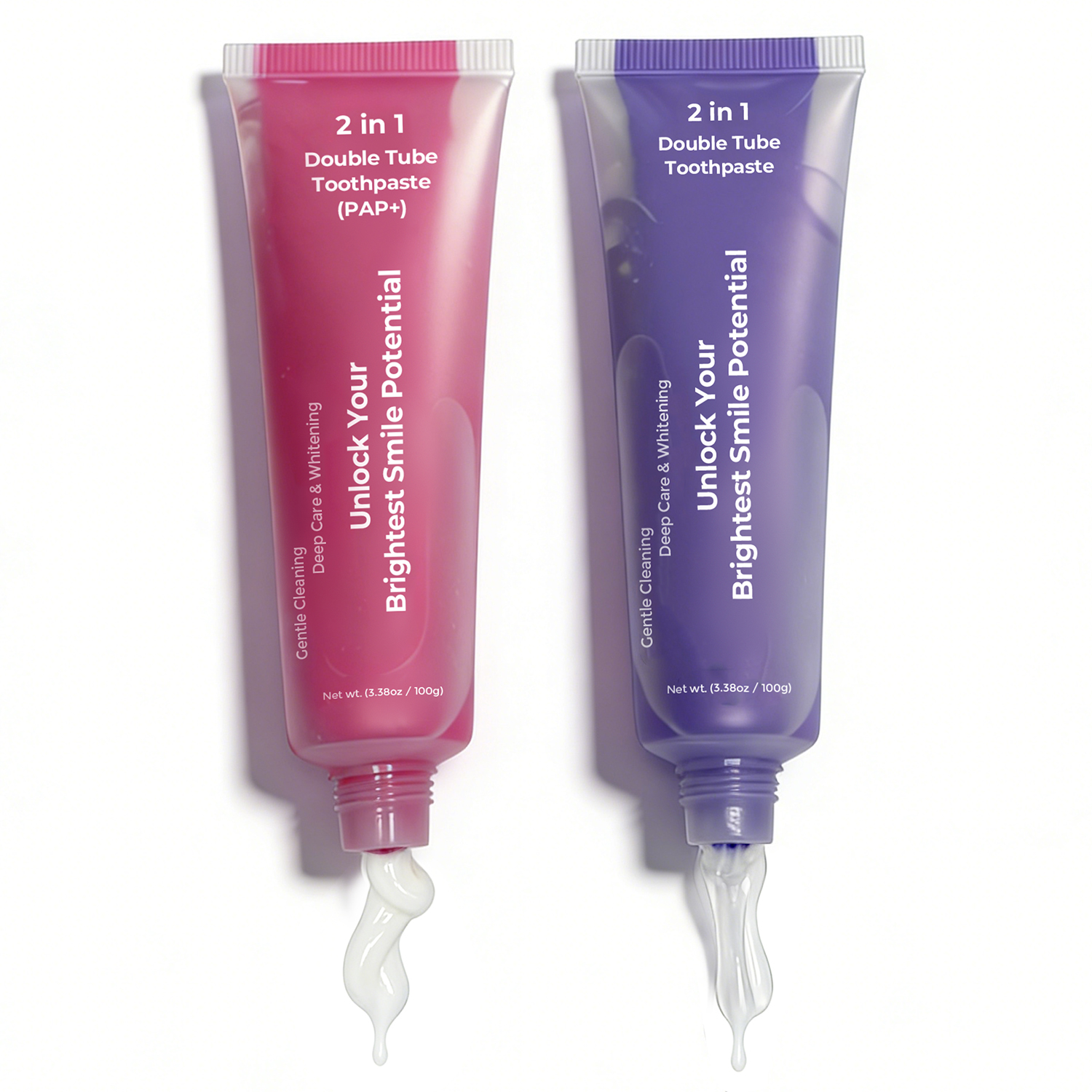 2 in 1 Double Tube Toothpaste 100g Teeth Cleaning PAP HP Teeth Whitening Toothpaste