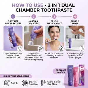 2 in 1 Double Tube Toothpaste 100g Teeth Cleaning PAP HP Teeth Whitening Toothpaste