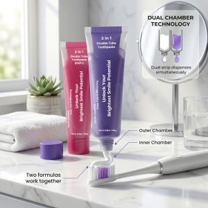 2 in 1 Double Tube Toothpaste 100g Teeth Cleaning PAP HP Teeth Whitening Toothpaste