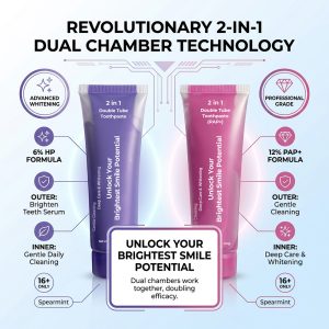 2 in 1 Double Tube Toothpaste 100g Teeth Cleaning PAP HP Teeth Whitening Toothpaste
