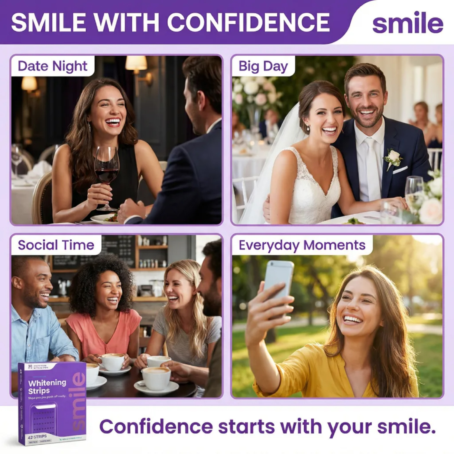 Purple Whitening Strips - Stain Treatment Combining Whitening and Color Correction