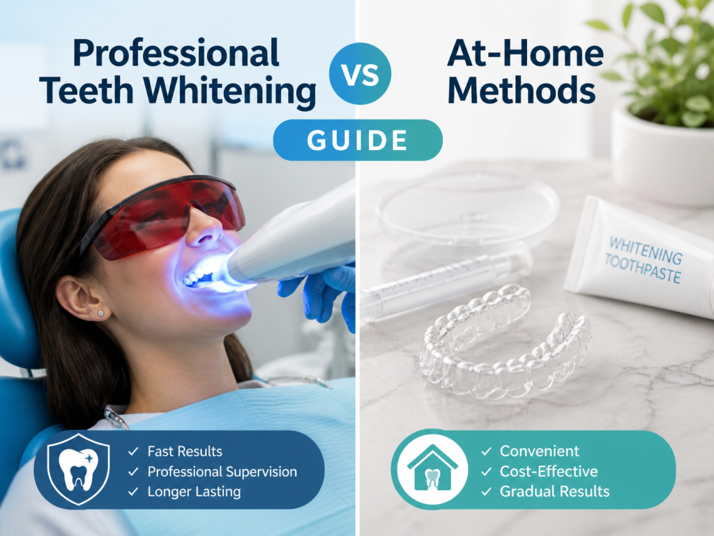 Professional Teeth Whitening vs At-Home Methods Guide