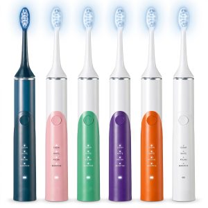 IPX7 Waterproof Automatic Portable Built-in Timer Soft Bristles Blue LED Light Wireless Rechargeable Electric Toothbrush