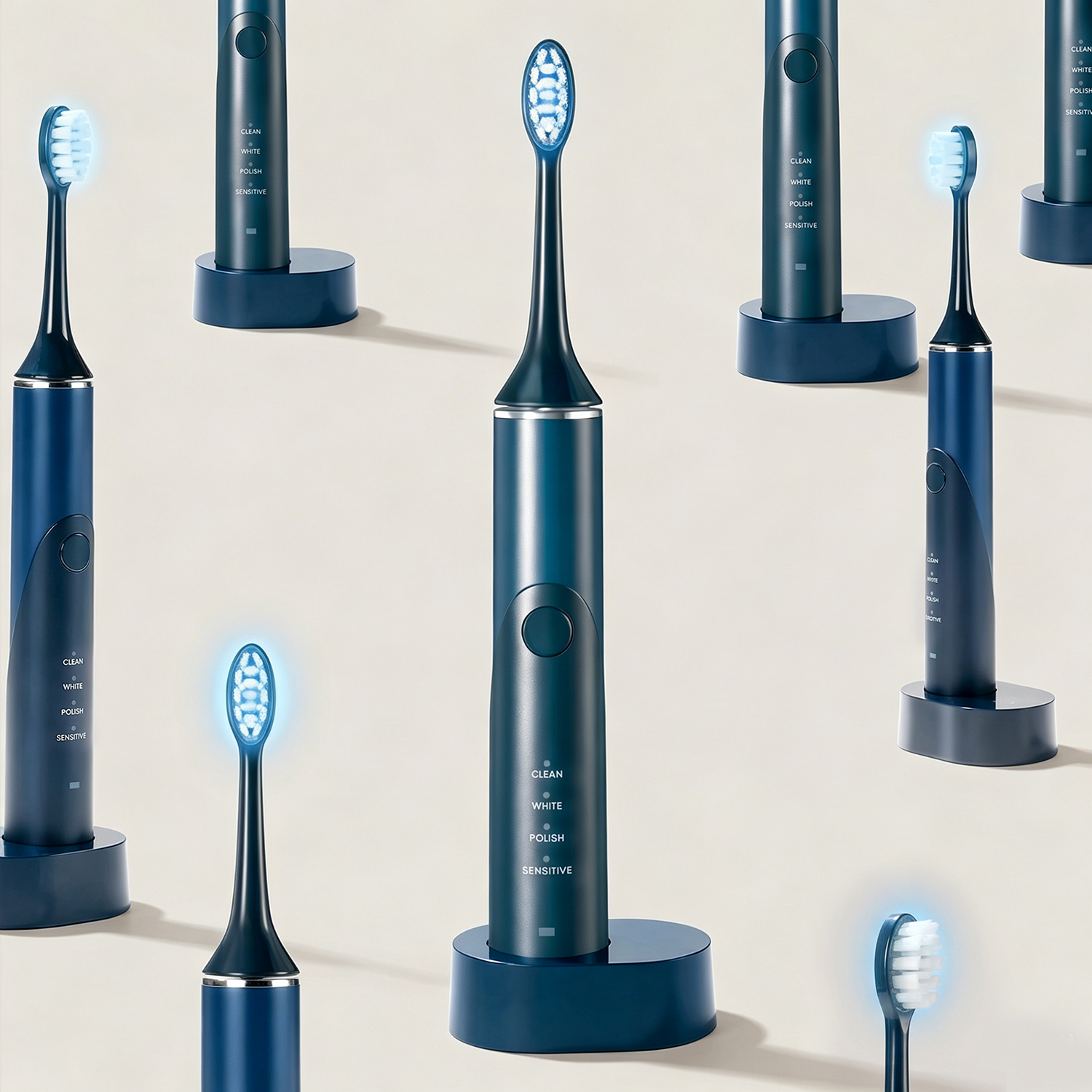 IPX7 Waterproof Automatic Portable Built-in Timer Soft Bristles Blue LED Light Wireless Rechargeable Electric Toothbrush