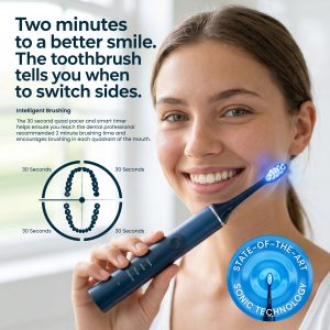 IPX7 Waterproof Automatic Portable Built-in Timer Soft Bristles Blue LED Light Wireless Rechargeable Electric Toothbrush
