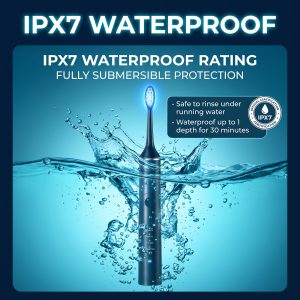 IPX7 Waterproof Automatic Portable Built-in Timer Soft Bristles Blue LED Light Wireless Rechargeable Electric Toothbrush