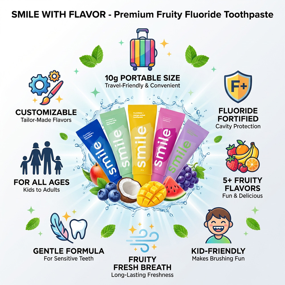 Travel 10g Flavoured Toothpastes Fluoride Formula Fruit Flavored Toothpaste