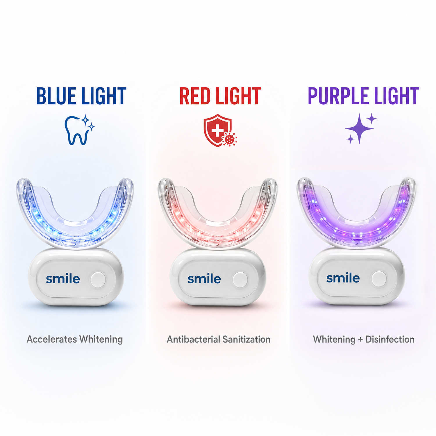 Wireless LED Accelerating Whitening Mouthpiece Rechargeable Teeth Whitening Light with UV Sanitizing Case