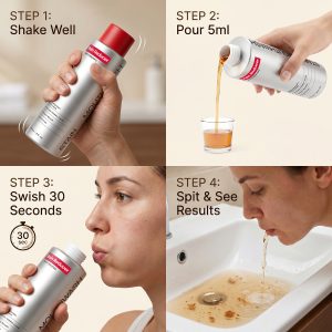 Fresh Breath Hydrogen Peroxide Mouthwash Gunk Removing Mouthwash Peroxide Rinse ID Stain Whitening Mouthwash with Essential Oils