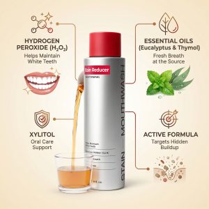 Fresh Breath Hydrogen Peroxide Mouthwash Gunk Removing Mouthwash Peroxide Rinse ID Stain Whitening Mouthwash with Essential Oils